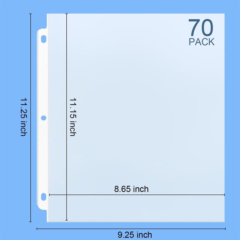 DOSEWART 70Pack Sheet Protectors, Clear Heavy Duty Plastic Page Protectors for 3 Ring Binder, Top Loading Sheet Protectors 8.5 x 11” for Photo, Paper, Document Protector - Image 2
